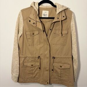 Forever Flower Utility Jacket with Knit Sleeves & Hood – Women’s Medium